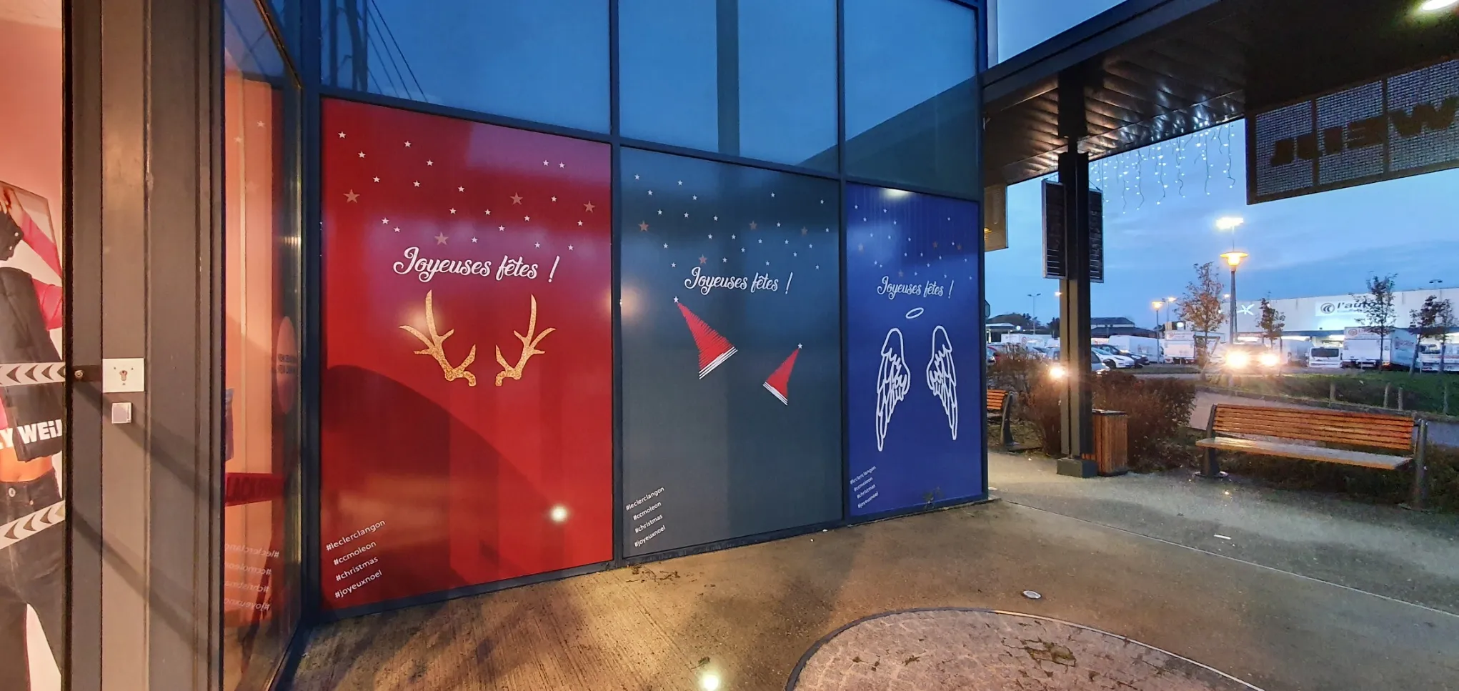 Adhésif imprimé (mur d'images), Leclerc — Langon (33) — réalisation PUBLI MENI